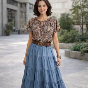 Fat Face Boho Blouse Brown Cream Paisley Size 10 Relaxed Fit